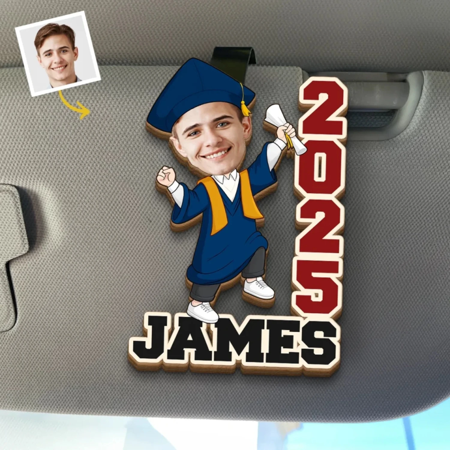 Custom Photo From Student To Star - Family Personalized Custom Car Visor Clip - Graduation Gift For Family Members, Siblings, Brothers, Sisters 1 Custom Photo From Student To Star - Family Personalized Custom Car Visor Clip - Graduation Gift For Family Members, Siblings, Brothers, Sisters