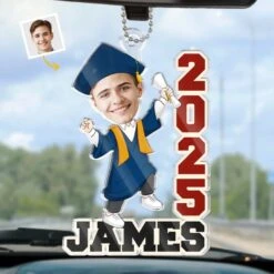 Custom Photo Cheers To The Tassel Hustle - Family Personalized Custom Car Ornament - Acrylic Custom Shaped - Graduation Gift For Family Members, Siblings, Brothers, Sisters