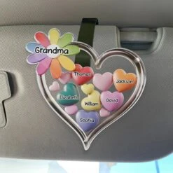 Love Grows Here - Family Personalized Custom Acrylic Car Visor Clip - Mother's Day, Gift For Mom, Grandma