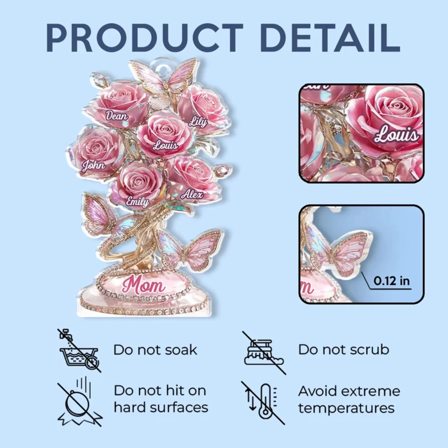 Every Rose Tells Your Story - Family Personalized Custom Car Ornament - Acrylic Custom Shaped - Mother's Day, Gift For Mom, Grandma 5 Every Rose Tells Your Story - Family Personalized Custom Car Ornament - Acrylic Custom Shaped - Mother's Day, Gift For Mom, Grandma - Image 5