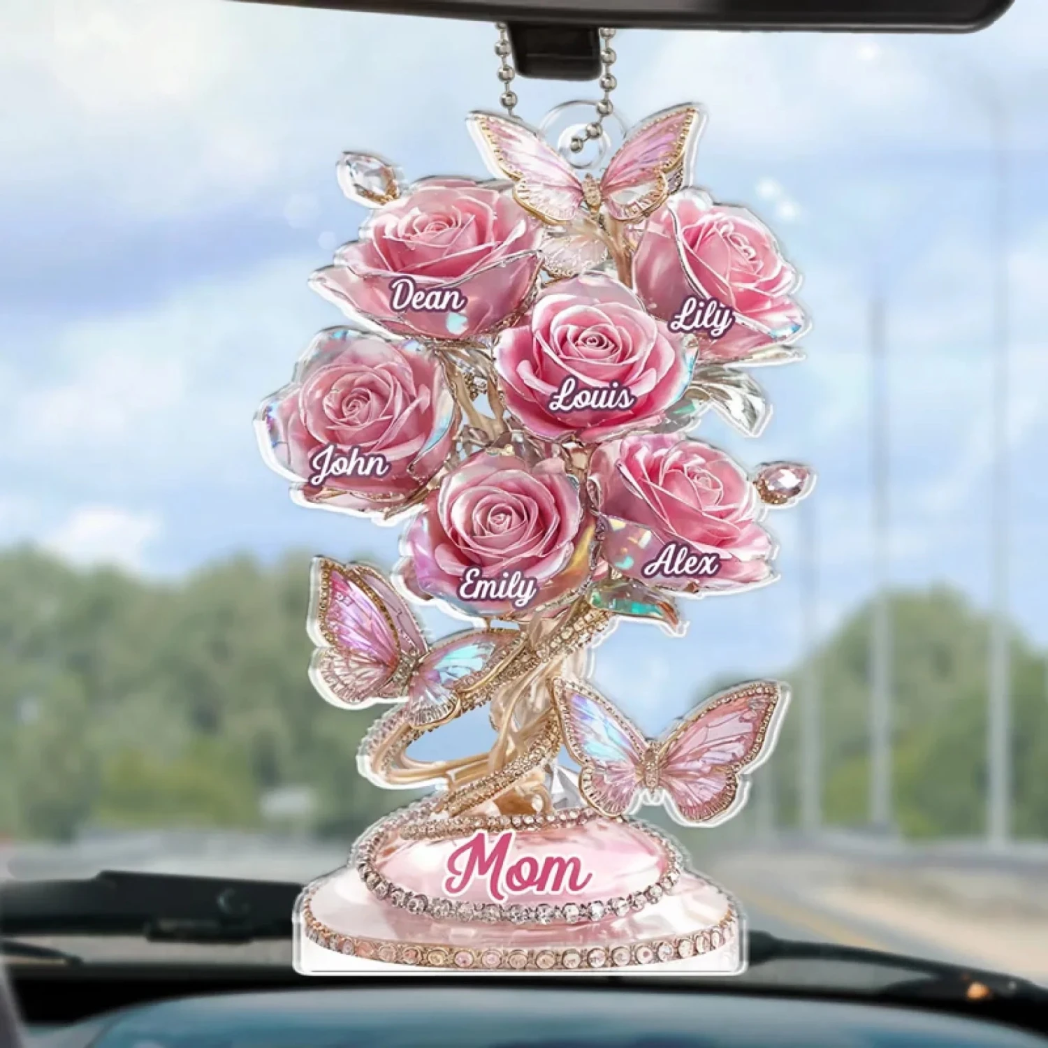 Every Rose Tells Your Story - Family Personalized Custom Car Ornament - Acrylic Custom Shaped - Mother's Day, Gift For Mom, Grandma 1 Every Rose Tells Your Story - Family Personalized Custom Car Ornament - Acrylic Custom Shaped - Mother's Day, Gift For Mom, Grandma