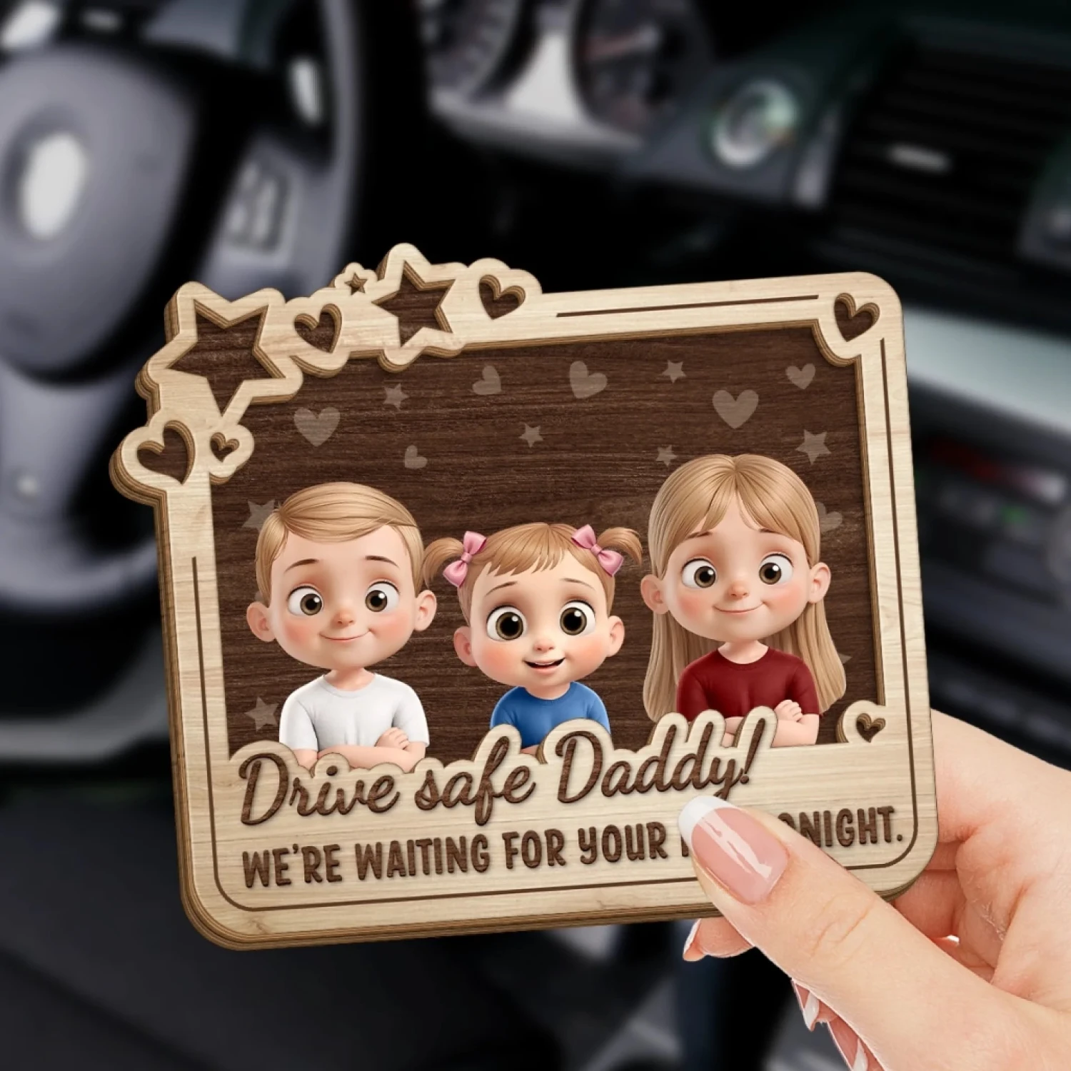 Hurry Home To Us - Family Personalized Custom Car Visor Clip - Father's Day, Gift For Dad, Grandpa 3 Hurry Home To Us - Family Personalized Custom Car Visor Clip - Father's Day, Gift For Dad, Grandpa - Image 3