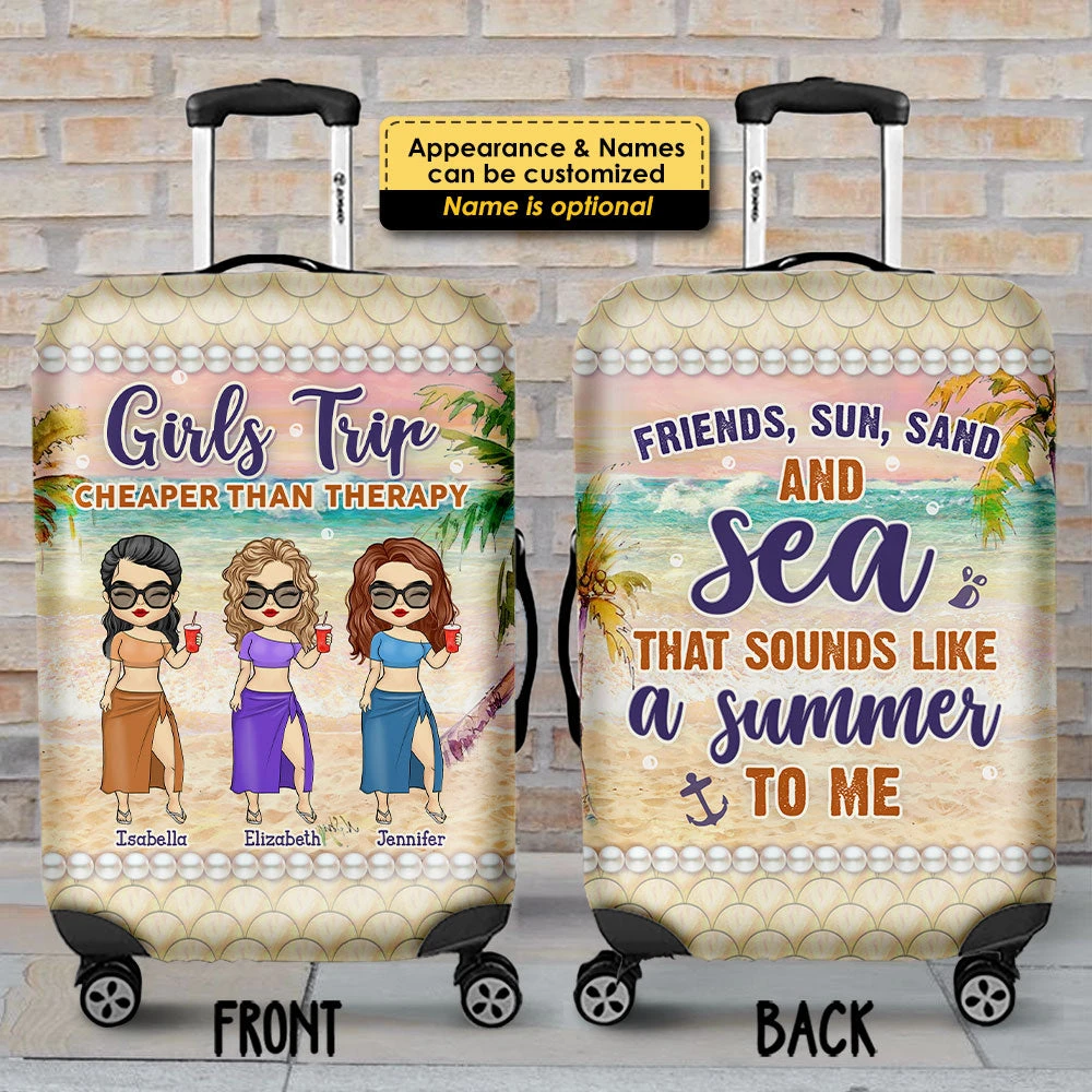 Friends Sun Sand And Sea - Gift For Bestie, Personalized Luggage Cover 3 Friends Sun Sand And Sea - Gift For Bestie, Personalized Luggage Cover - Image 3