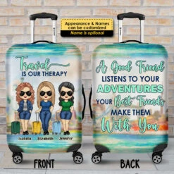 Travel Is Our Therapy, We Make Adventures Together - Gift For Bestie - Personalized Luggage Cover -Pawfect House Sale 7. AD 21758890 9804 477a bbee 90745c6fc2e9