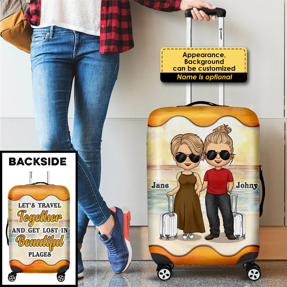 Let's Travel Together And Get Lost In Beautiful Places - Gift For Couples, Husband Wife - Personalized Luggage Cover 3 Let's Travel Together And Get Lost In Beautiful Places - Gift For Couples, Husband Wife - Personalized Luggage Cover - Image 3