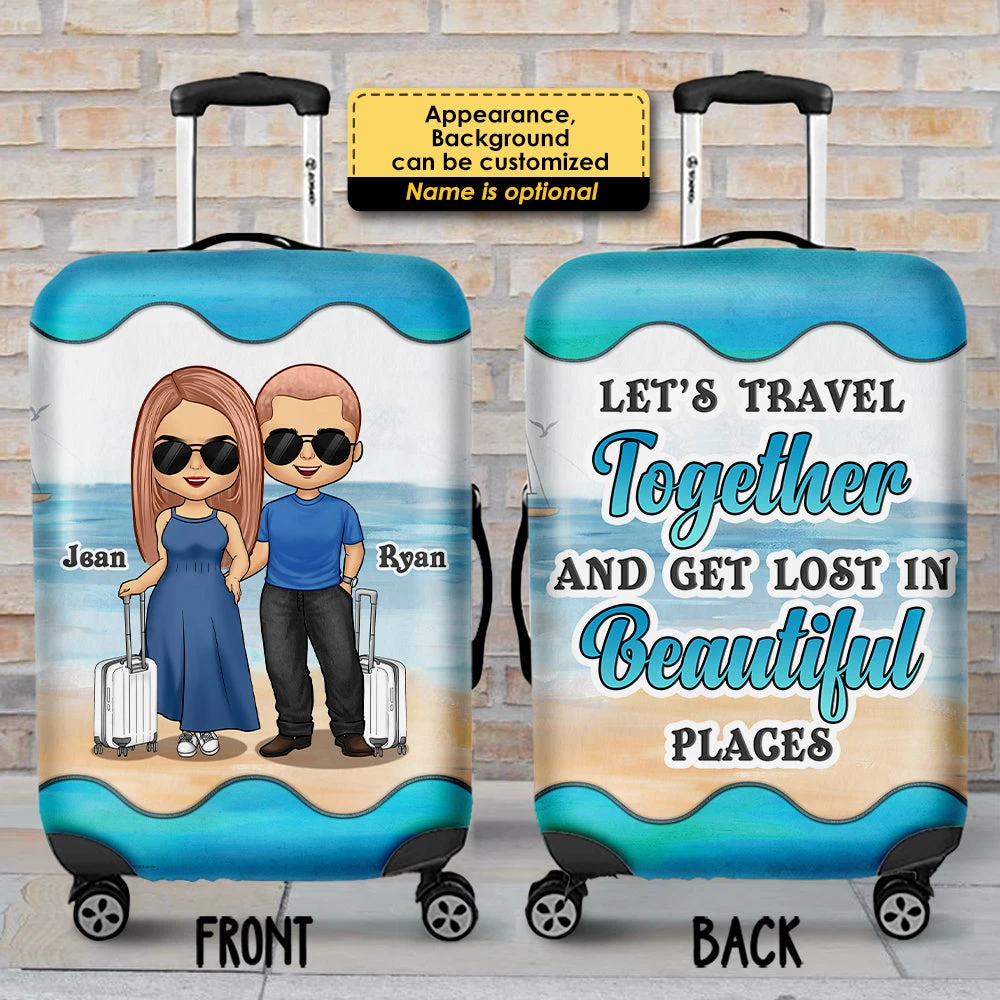 Let's Travel Together And Get Lost In Beautiful Places - Gift For Couples, Husband Wife - Personalized Luggage Cover 4 Let's Travel Together And Get Lost In Beautiful Places - Gift For Couples, Husband Wife - Personalized Luggage Cover - Image 4