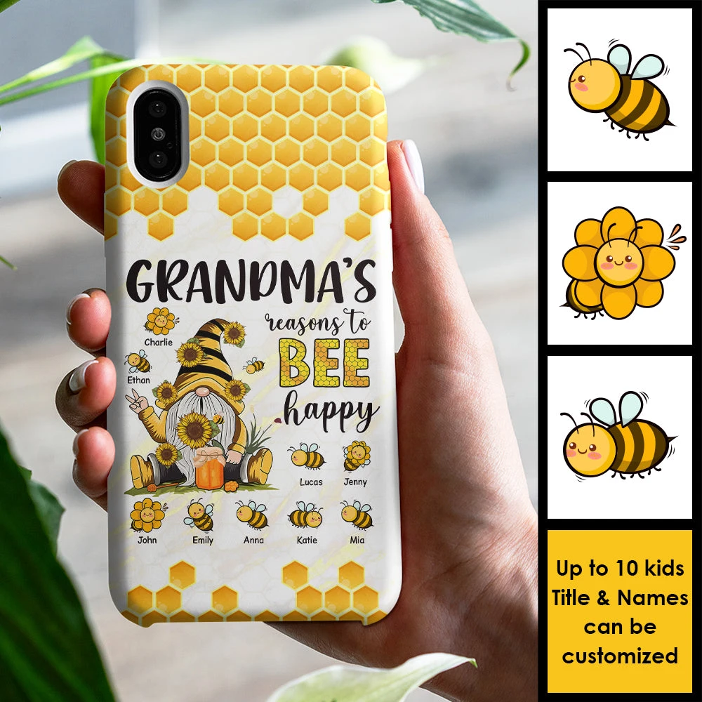 Mom Grandma Reasons To Bee Happy - Gift For Mom, Grandma - Personalized Phone Case 3 Mom Grandma Reasons To Bee Happy - Gift For Mom, Grandma - Personalized Phone Case - Image 3