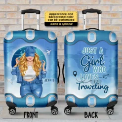 A Girl Who Loves Traveling - Personalized Luggage Cover -Pawfect House Sale 7.ad d3544c00 301a 4b85 a9cf 0fdb064147e3
