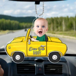 Custom Photo Just Have A Safe Trip, Daddy - Family Personalized Custom Car Ornament - Acrylic Custom Shaped - Gift For Family Members -Pawfect House Sale THUMB 1 3