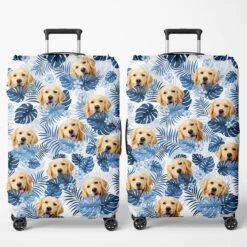 Custom Photo Love Is A Four-Legged Word - Dog & Cat Personalized Custom Luggage Cover - Holiday Vacation Gift, Gift For Adventure Travel Lovers, Pet Owners, Pet Lovers