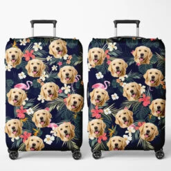 Custom Photo Furry Friends Bring Endless Joy - Dog & Cat Personalized Custom Luggage Cover - Holiday Vacation Gift, Gift For Adventure Travel Lovers, Pet Owners, Pet Lovers