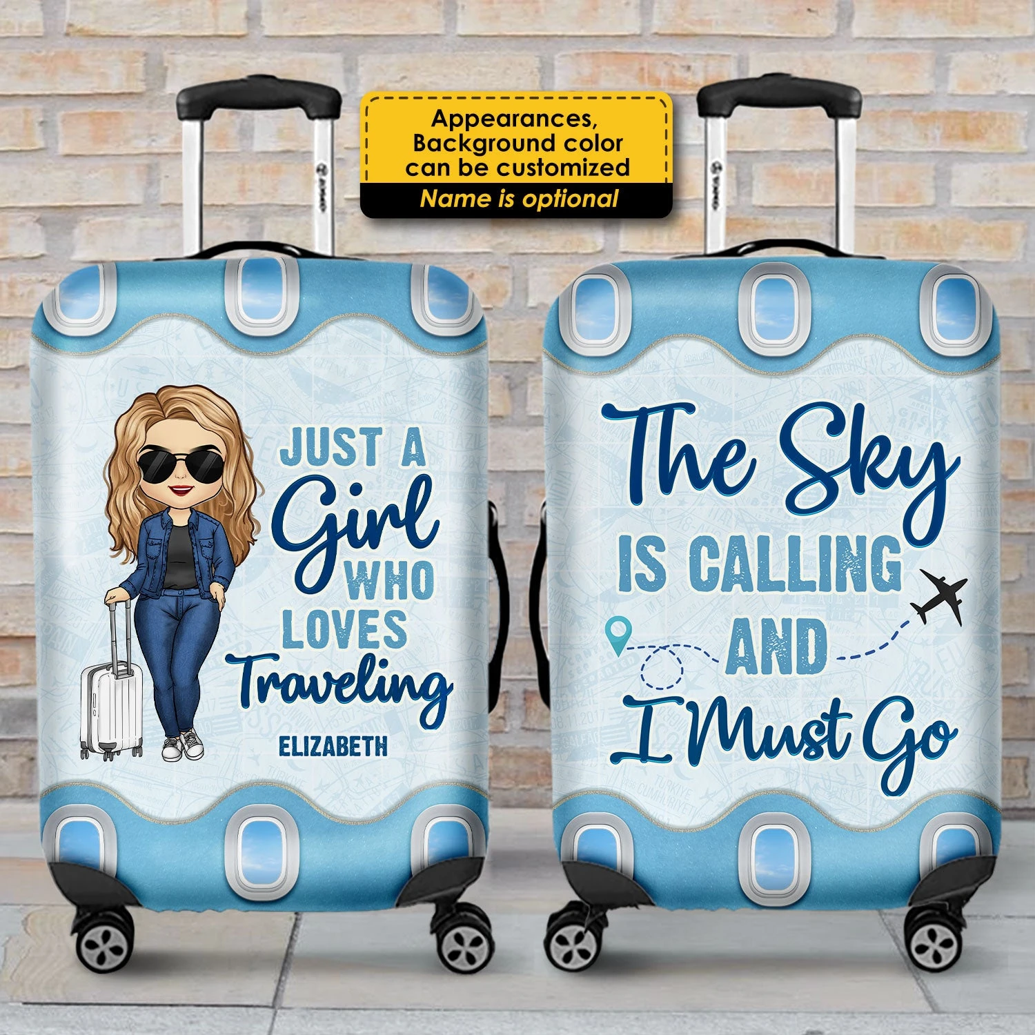 Just A Girl Who Loves Traveling - Personalized Luggage Cover 1 Just A Girl Who Loves Traveling - Personalized Luggage Cover