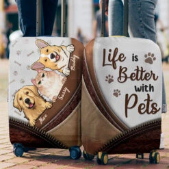 Pets Make Our Life Whole - Dog & Cat Personalized Custom Luggage Cover - Gift For Pet Owners, Pet Lovers -Pawfect House Sale thumb 3 34a772e4 b608 4483 86e2 769d1ee4973c