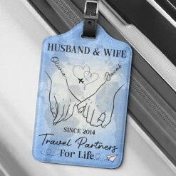Husband And Wife Travel Partners For Life - Travel Personalized Custom Luggage Tag - Holiday Vacation Gift, Gift For Adventure Travel Lovers, Husband Wife, Anniversary