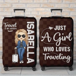 Personalized Custom Luggage Cover - Gift For Traveling Lovers, Travel Essentials For Women, Luggage Covers For Suitcase, Vacation Must Haves, Travel Gifts For Women, Honeymoon Essentials