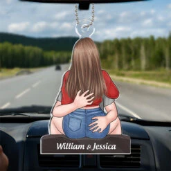 Hold You Close To Me - Couple Personalized Custom Car Ornament - Acrylic Custom Shaped - Gift For Husband Wife, Anniversary