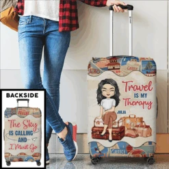 Travel Is My Therapy - Personalized Luggage Cover -Pawfect House Sale thumb3 1